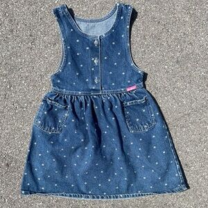 Small White Flowers Vtg 1990s OshKosh B’Gosh Denim Jean Dress Youth Size (6X)